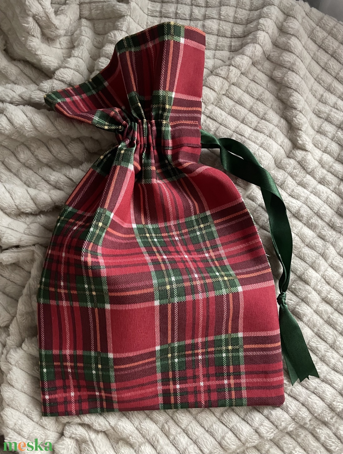 Manómintás kockás mikulászsák - karácsony - mikulás - mikulás zsák - Meska.hu