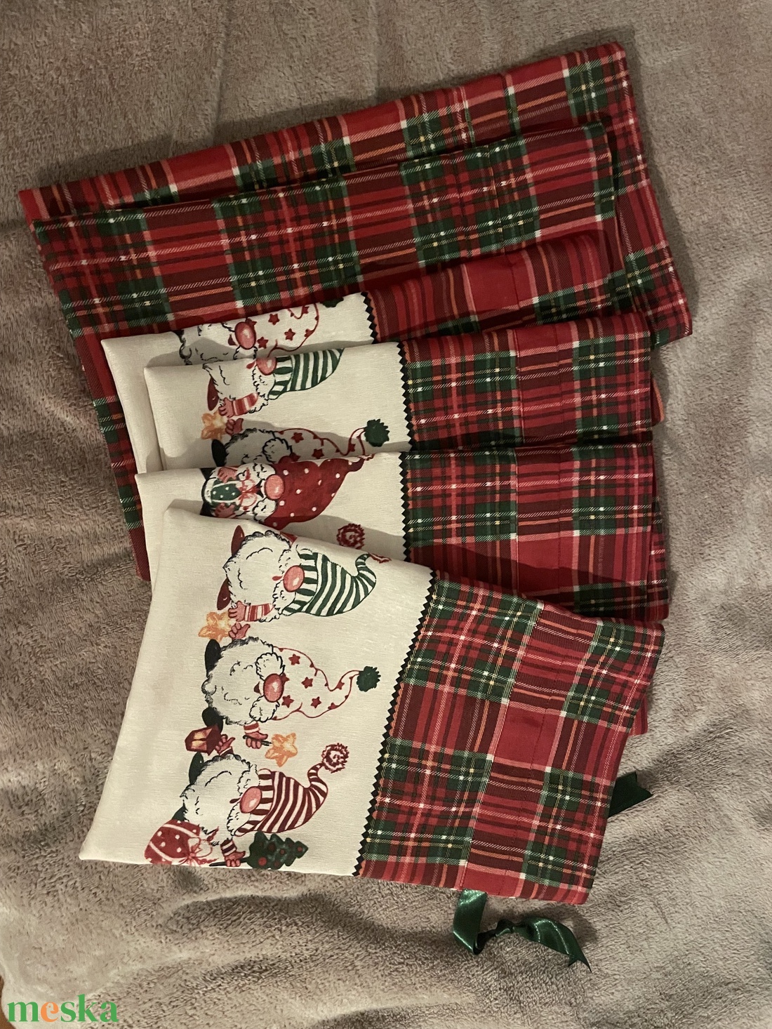 Manómintás kockás mikulászsák - karácsony - mikulás - mikulás zsák - Meska.hu