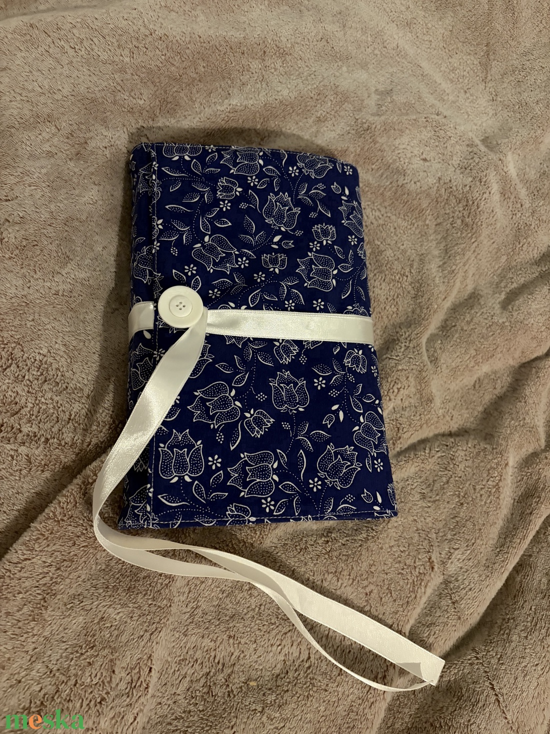 Vászon könyvborító kékfestő mintás - könyv & zene - könyvtok - Meska.hu