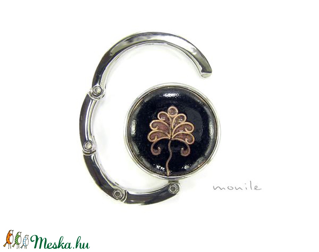 Fekete-rózsaszín tűzzománc táskatartó - táska & tok - kulcstartó & táskadísz - táskaakasztó - Meska.hu