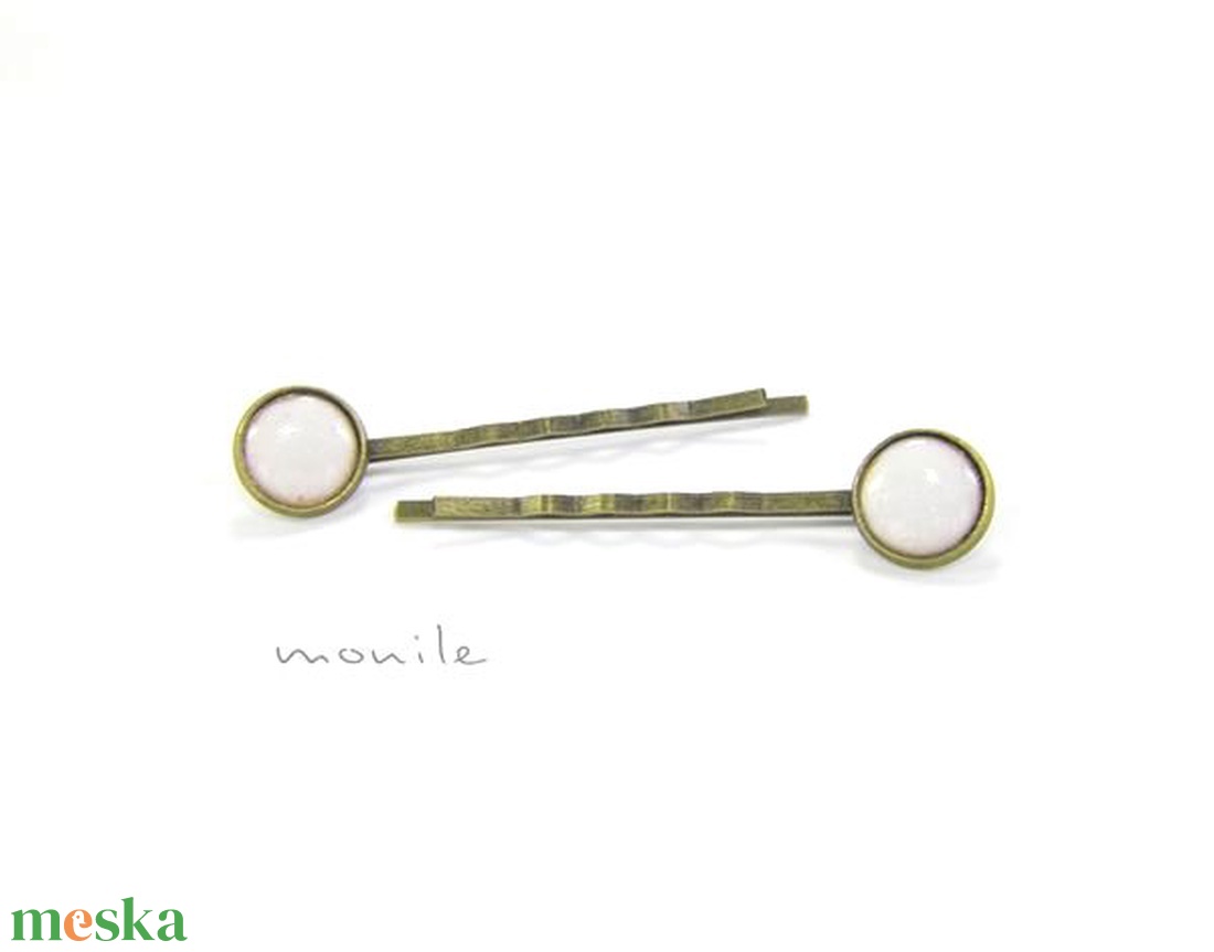 Fehér tűzzománc hajcsat -  - Meska.hu