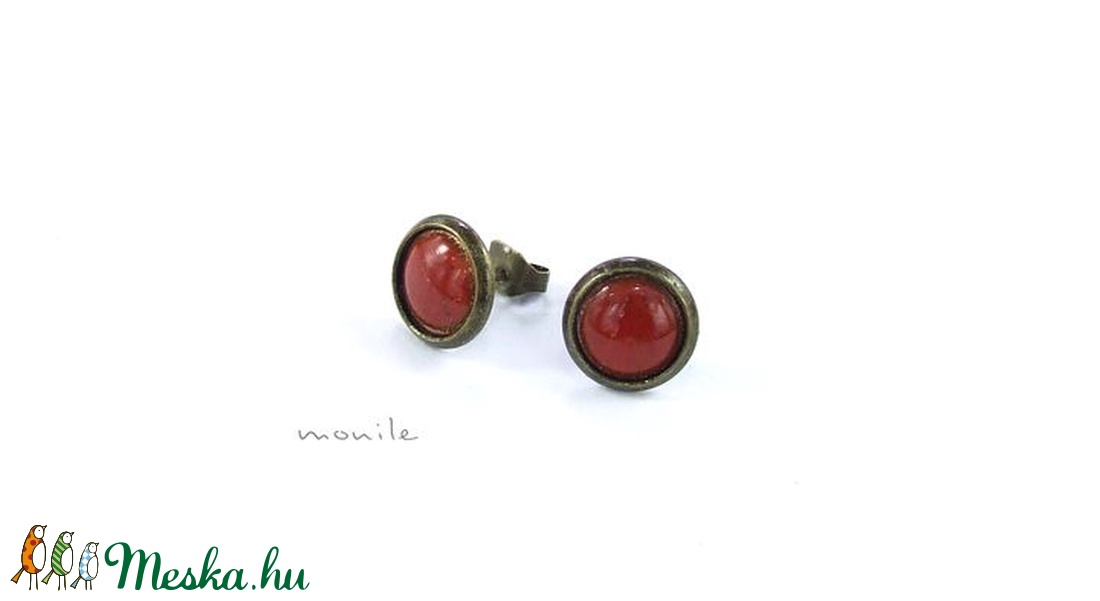 Kicsi piros tűzzománc bedugós fülbevaló -  - Meska.hu