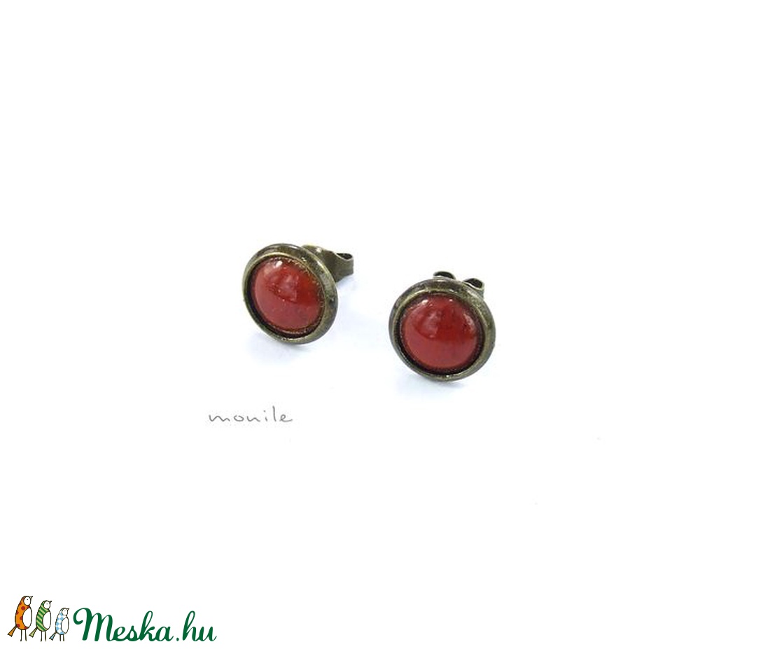 Kicsi piros tűzzománc bedugós fülbevaló -  - Meska.hu