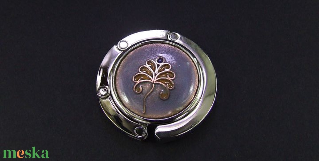 Kék-barna tűzzománc táskaakasztó - táska & tok - kulcstartó & táskadísz - táskaakasztó - Meska.hu