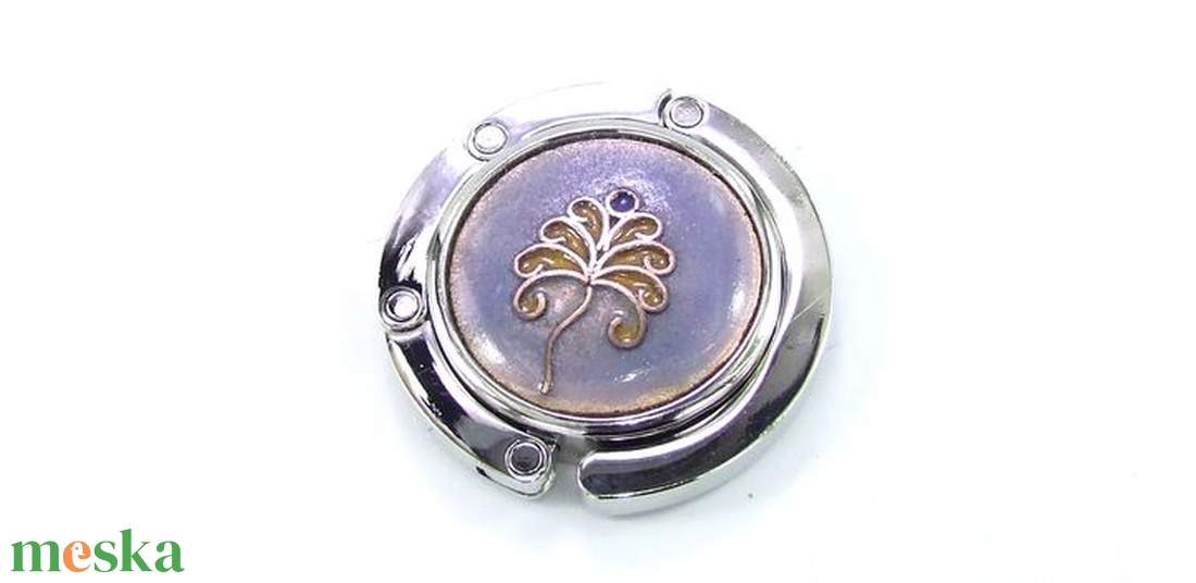 Kék-barna tűzzománc táskaakasztó - táska & tok - kulcstartó & táskadísz - táskaakasztó - Meska.hu