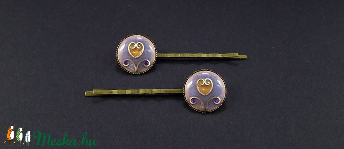 Tulipános kék-barna tűzzománc hajcsat - ruha & divat - hajdísz & hajcsat - hajcsat & hajtű - Meska.hu