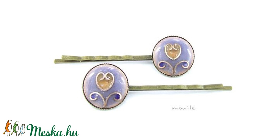 Tulipános kék-barna tűzzománc hajcsat - ruha & divat - hajdísz & hajcsat - hajcsat & hajtű - Meska.hu