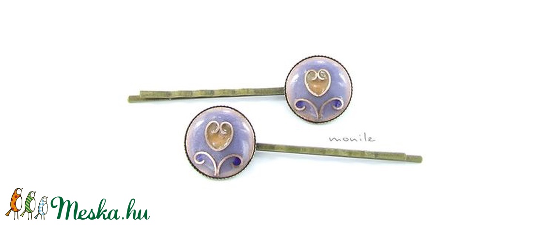 Tulipános kék-barna tűzzománc hajcsat - ruha & divat - hajdísz & hajcsat - hajcsat & hajtű - Meska.hu