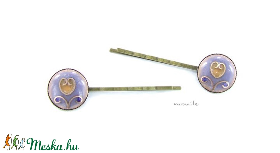 Tulipános kék-barna tűzzománc hajcsat - ruha & divat - hajdísz & hajcsat - hajcsat & hajtű - Meska.hu