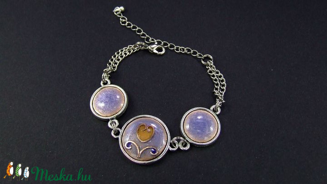 Tulipános kék-barna tűzzománc karkötő - ékszer - karkötő - lánc karkötő - Meska.hu