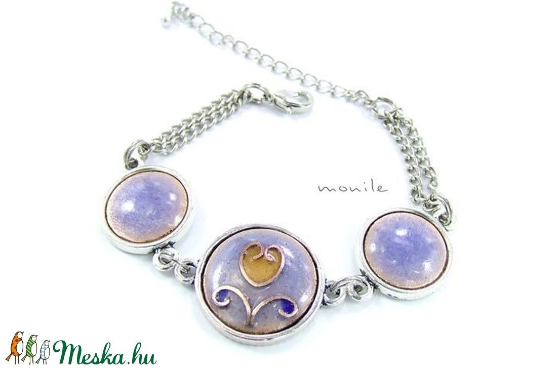 Tulipános kék-barna tűzzománc karkötő - ékszer - karkötő - lánc karkötő - Meska.hu