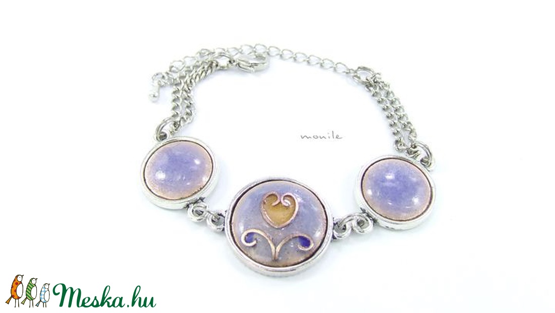 Tulipános kék-barna tűzzománc karkötő - ékszer - karkötő - lánc karkötő - Meska.hu