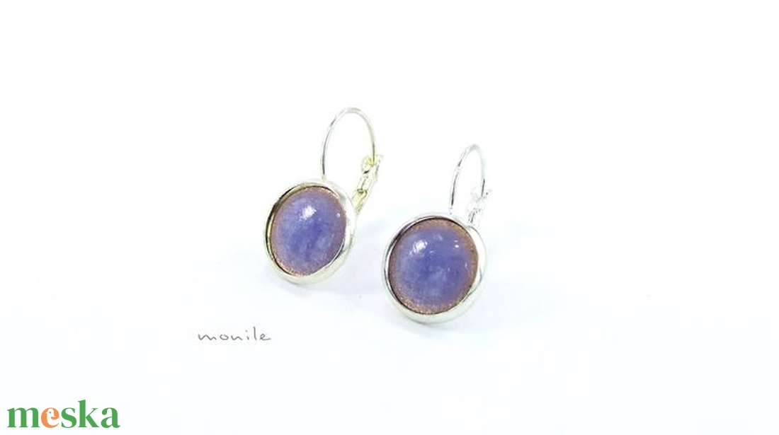 Levendulakék tűzzománc fülbevaló - ékszer - fülbevaló - lógó fülbevaló - Meska.hu