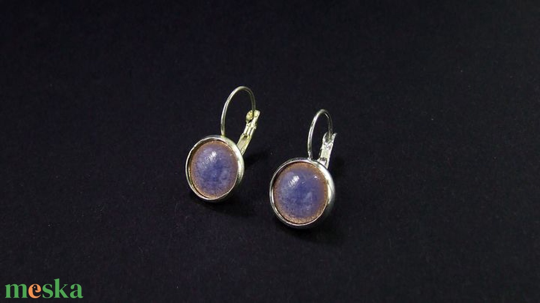 Levendulakék tűzzománc fülbevaló - ékszer - fülbevaló - lógó fülbevaló - Meska.hu