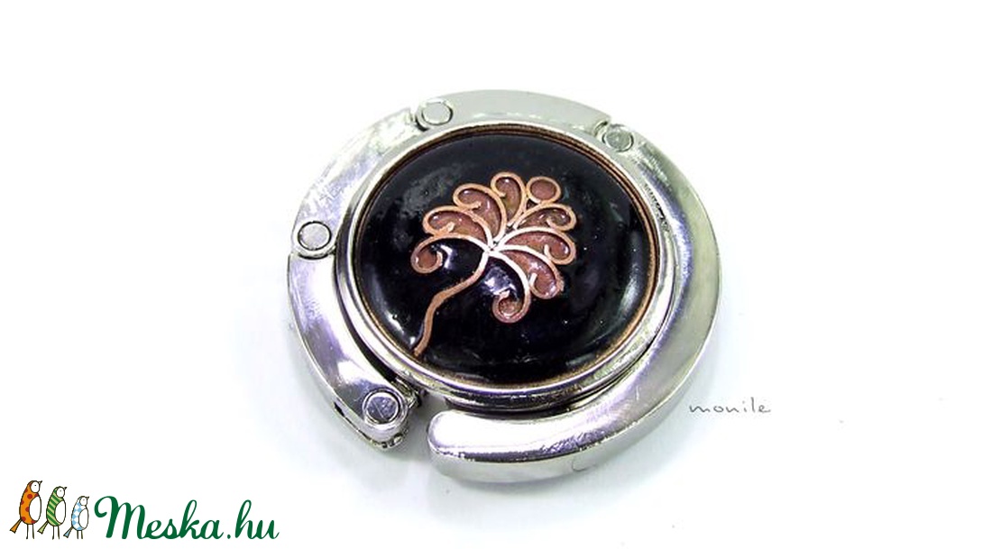 Fekete-rózsaszín tűzzománc táskatartó - táska & tok - kulcstartó & táskadísz - táskaakasztó - Meska.hu