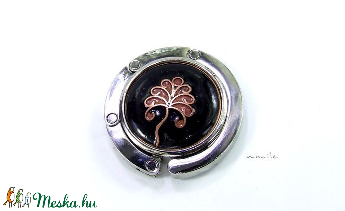 Fekete-rózsaszín tűzzománc táskatartó - táska & tok - kulcstartó & táskadísz - táskaakasztó - Meska.hu