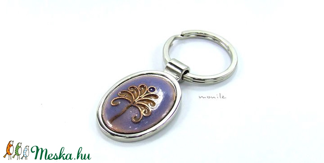 Életfa tűzzománc kulcstartó (kék-barna) - táska & tok - kulcstartó & táskadísz - kulcstartó - Meska.hu