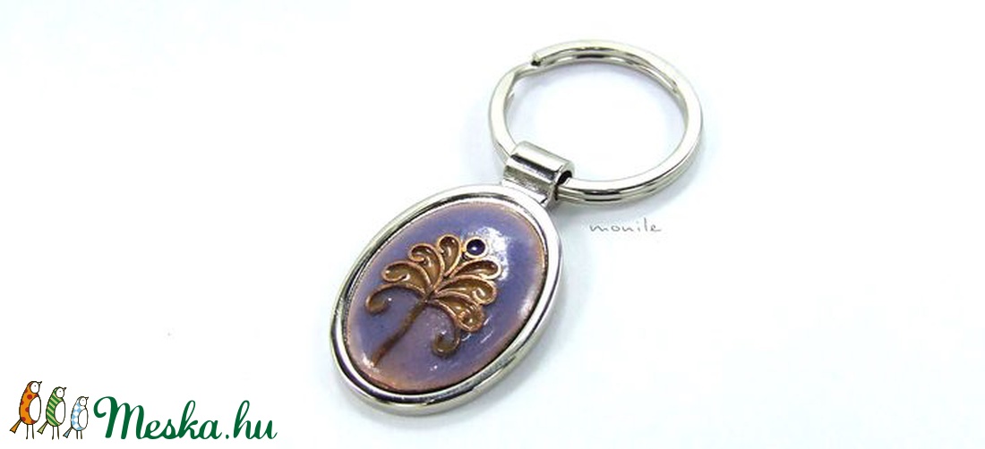 Életfa tűzzománc kulcstartó (kék-barna) - táska & tok - kulcstartó & táskadísz - kulcstartó - Meska.hu