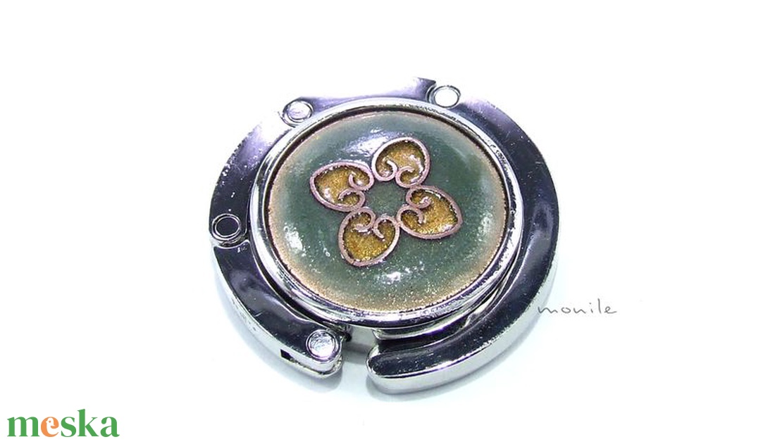 Pisztáciazöld tűzzománc táskatartó - táska & tok - kulcstartó & táskadísz - táskaakasztó - Meska.hu