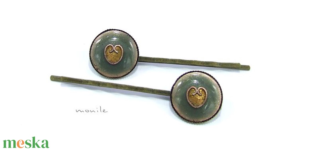 Szíves pisztáciazöld tűzzománc hajcsat - ruha & divat - hajdísz & hajcsat - hajcsat & hajtű - Meska.hu