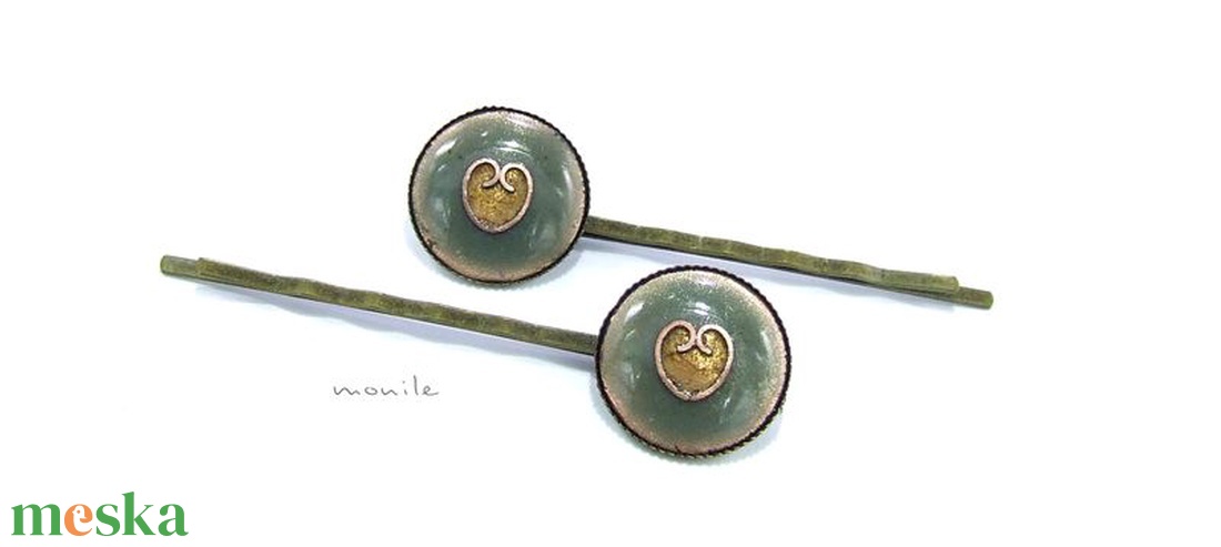 Szíves pisztáciazöld tűzzománc hajcsat - ruha & divat - hajdísz & hajcsat - hajcsat & hajtű - Meska.hu