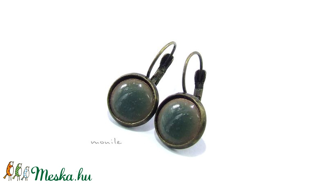 Pisztáciazöld tűzzománc fülbevaló - ékszer - fülbevaló - lógó fülbevaló - Meska.hu