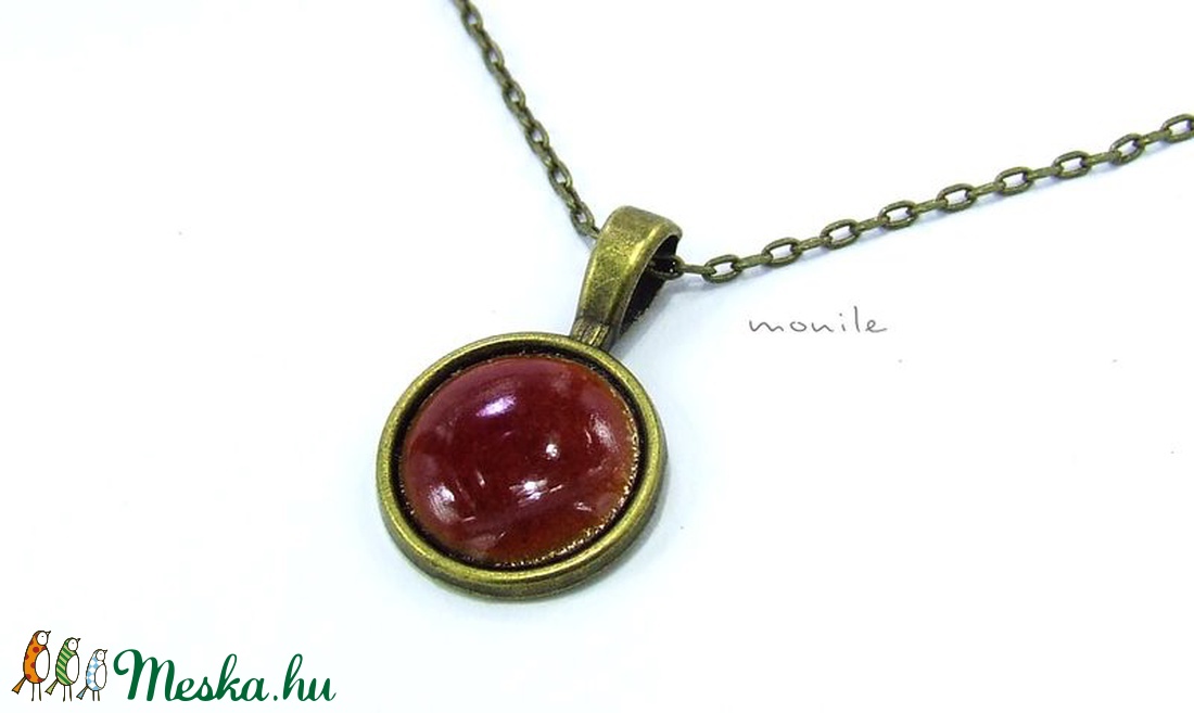 Kis bordó tűzzománc nyaklánc -  - Meska.hu