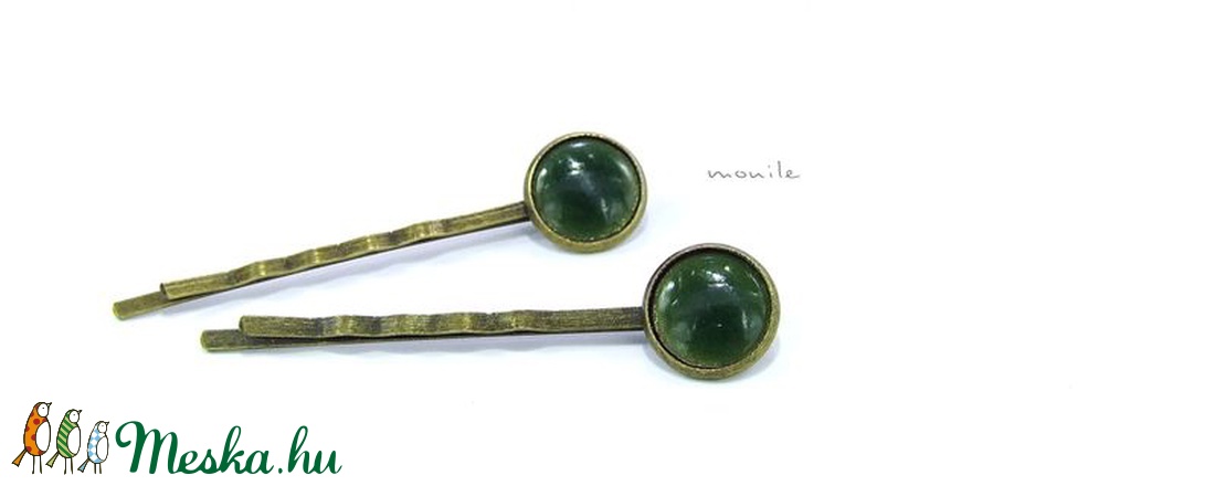 Haragoszöld tűzzománc hajcsat - ruha & divat - hajdísz & hajcsat - hajcsat & hajtű - Meska.hu