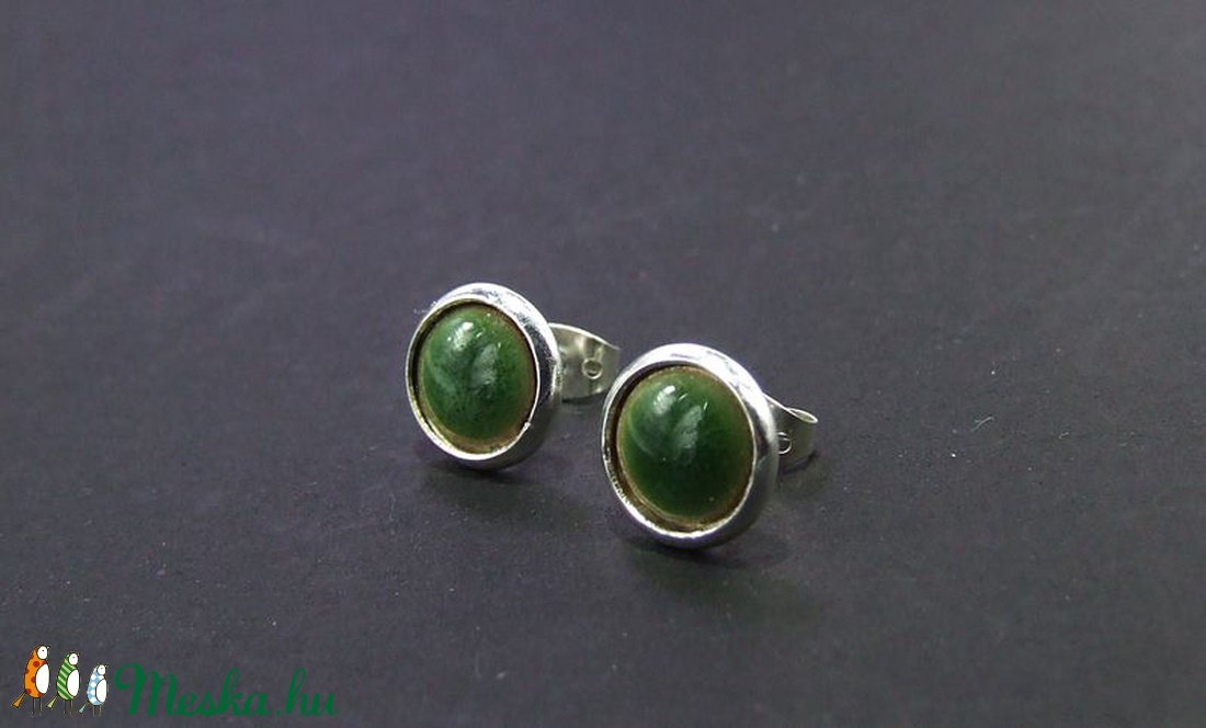 Kicsi zöld tűzzománc bedugós fülbevaló -  - Meska.hu
