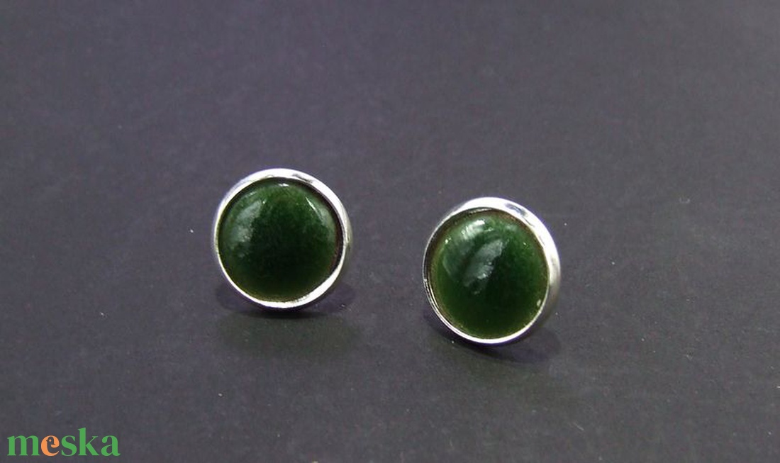 Zöld tűzzománc bedugós fülbevaló -  - Meska.hu
