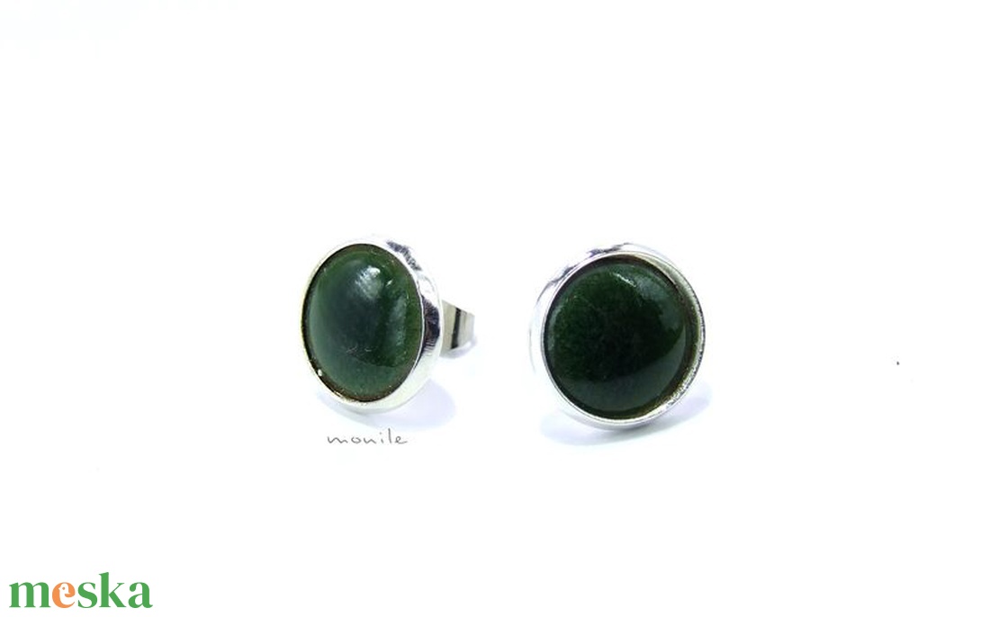 Zöld tűzzománc bedugós fülbevaló -  - Meska.hu