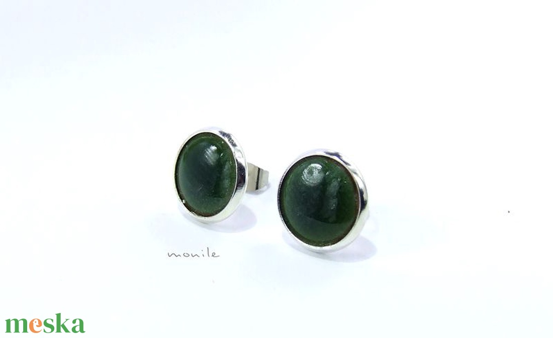 Zöld tűzzománc bedugós fülbevaló -  - Meska.hu