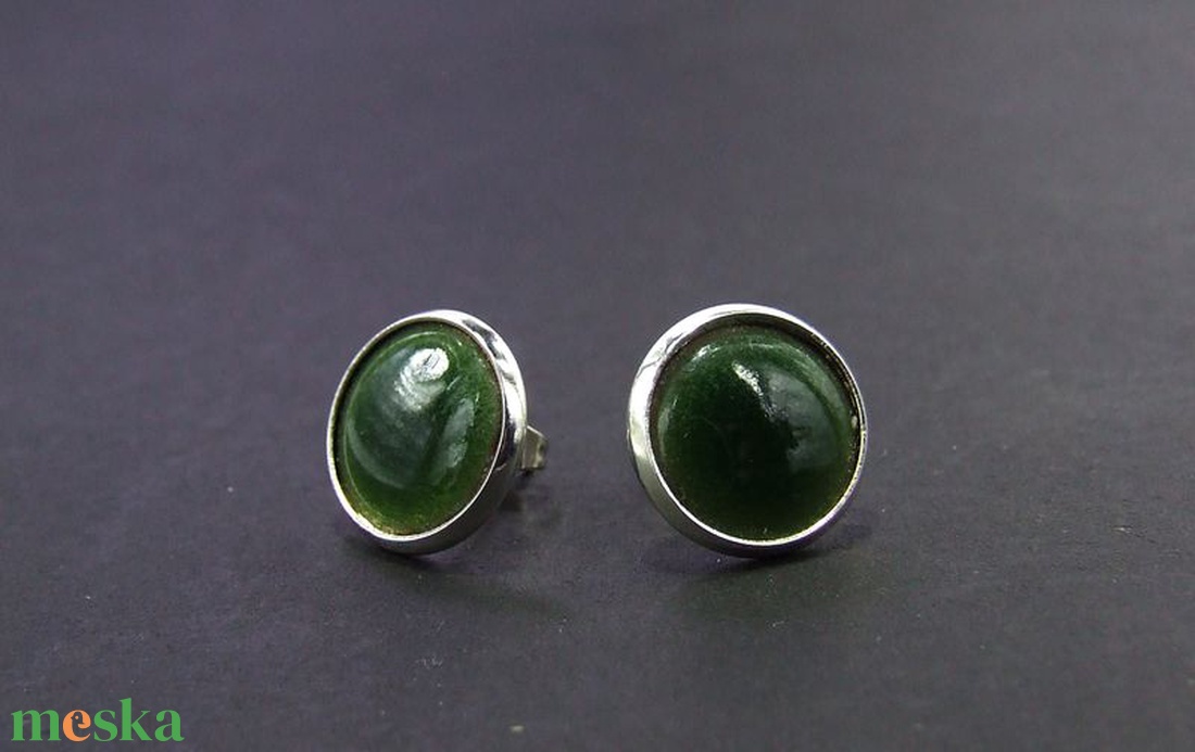 Haragoszöld tűzzománc bedugós fülbevaló -  - Meska.hu