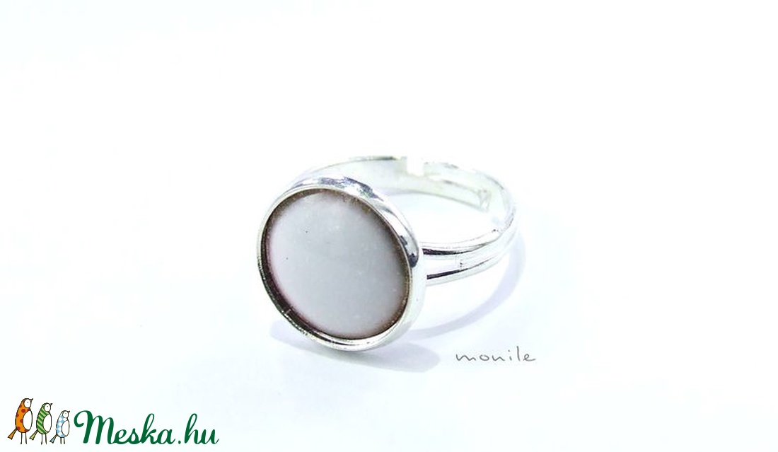 Fehér tűzzománc gyűrű - ékszer - gyűrű - szoliter gyűrű - Meska.hu