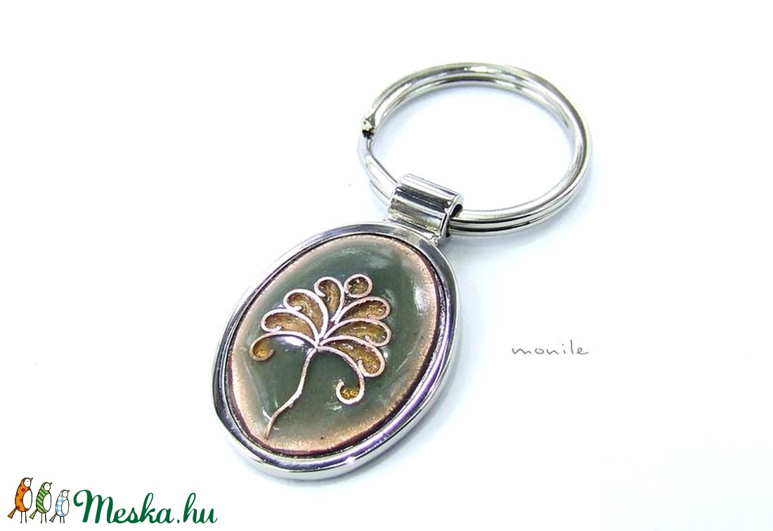 Életfa tűzzománc kulcstartó pisztáciazöld - táska & tok - kulcstartó & táskadísz - Meska.hu