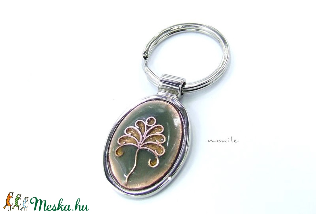 Életfa tűzzománc kulcstartó pisztáciazöld - táska & tok - kulcstartó & táskadísz - Meska.hu