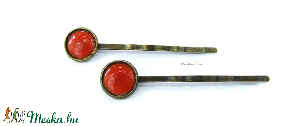 Narancssárga tűzzománc hajcsat -  - Meska.hu