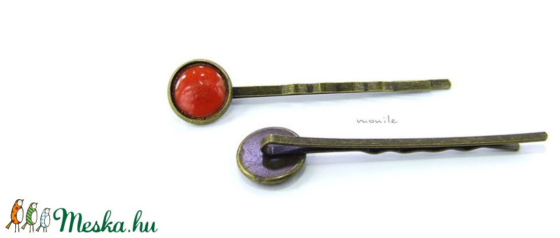 Narancssárga tűzzománc hajcsat -  - Meska.hu