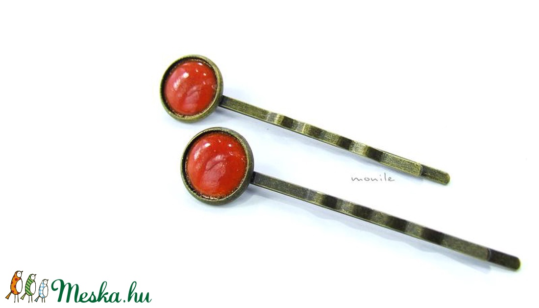 Narancssárga tűzzománc hajcsat -  - Meska.hu