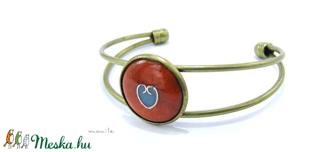 Narancs-türkiz tűzzománc karperec -  - Meska.hu