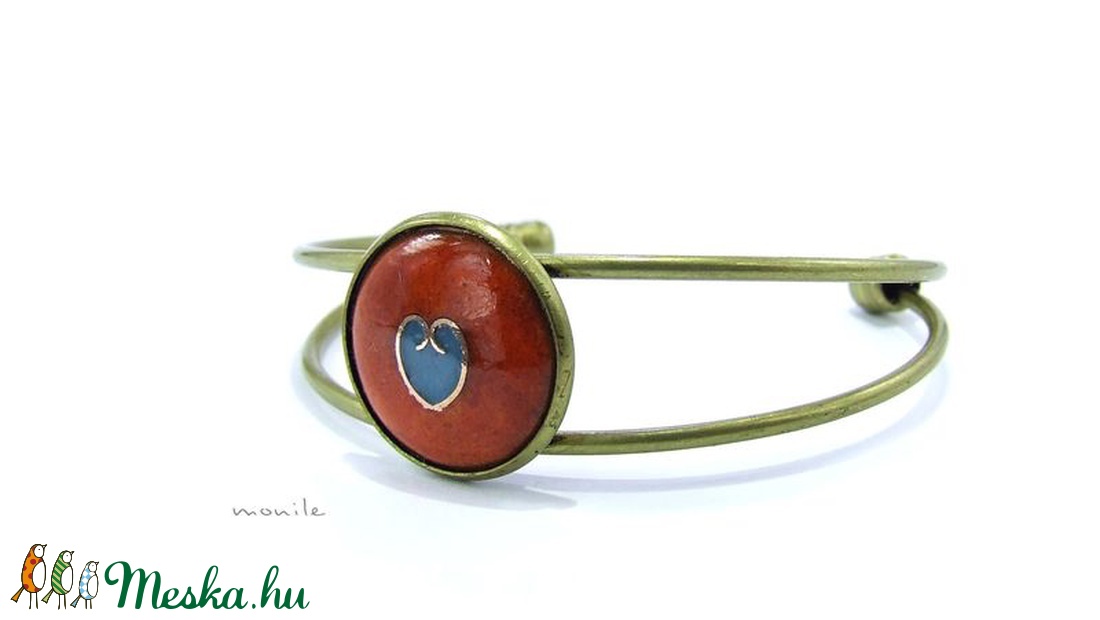 Narancs-türkiz tűzzománc karperec -  - Meska.hu