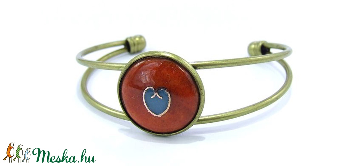 Narancs-türkiz tűzzománc karperec -  - Meska.hu