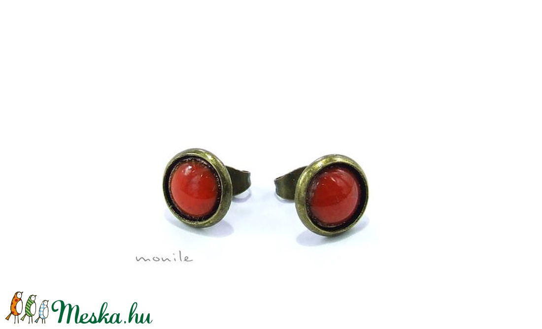 Kicsi narancs tűzzománc bedugós fülbevaló -  - Meska.hu