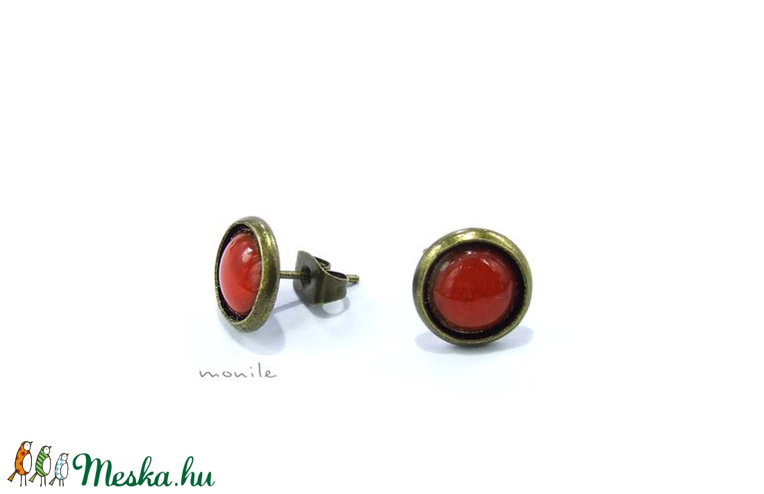 Kicsi narancs tűzzománc bedugós fülbevaló -  - Meska.hu