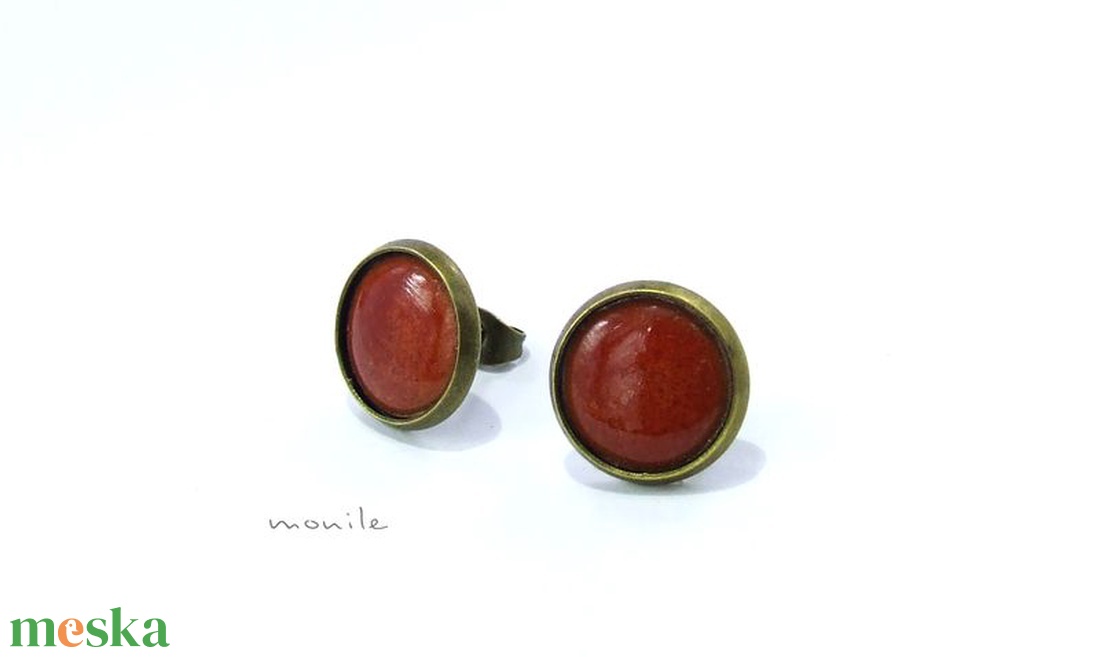 Narancs tűzzománc bedugós fülbevaló -  - Meska.hu