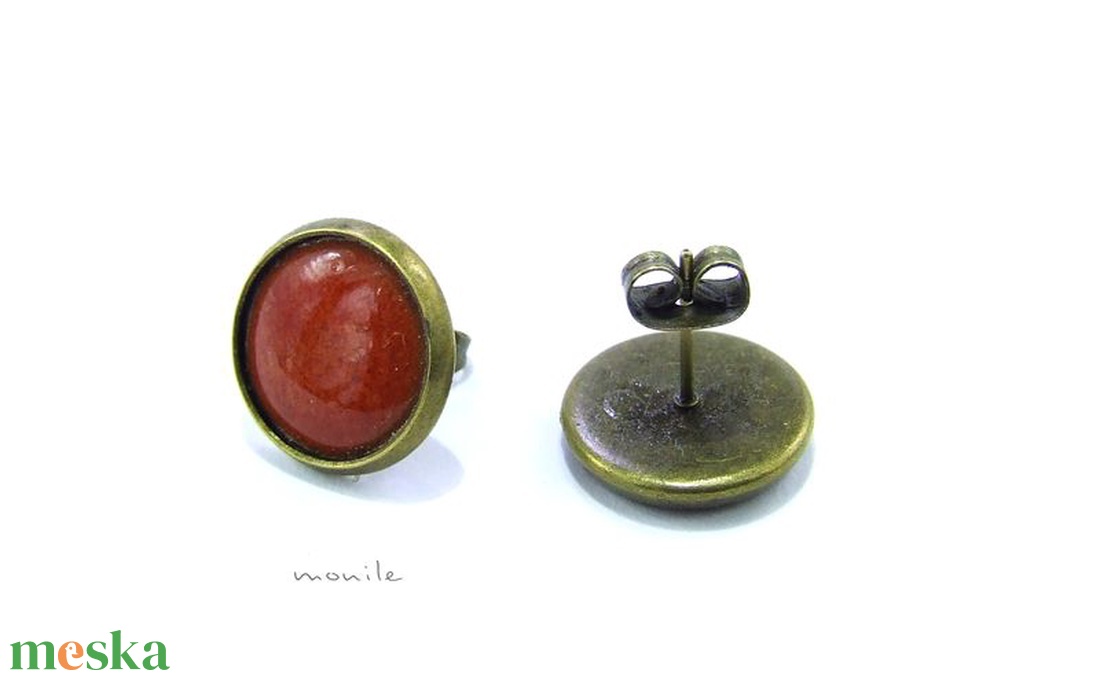 Narancs tűzzománc bedugós fülbevaló -  - Meska.hu