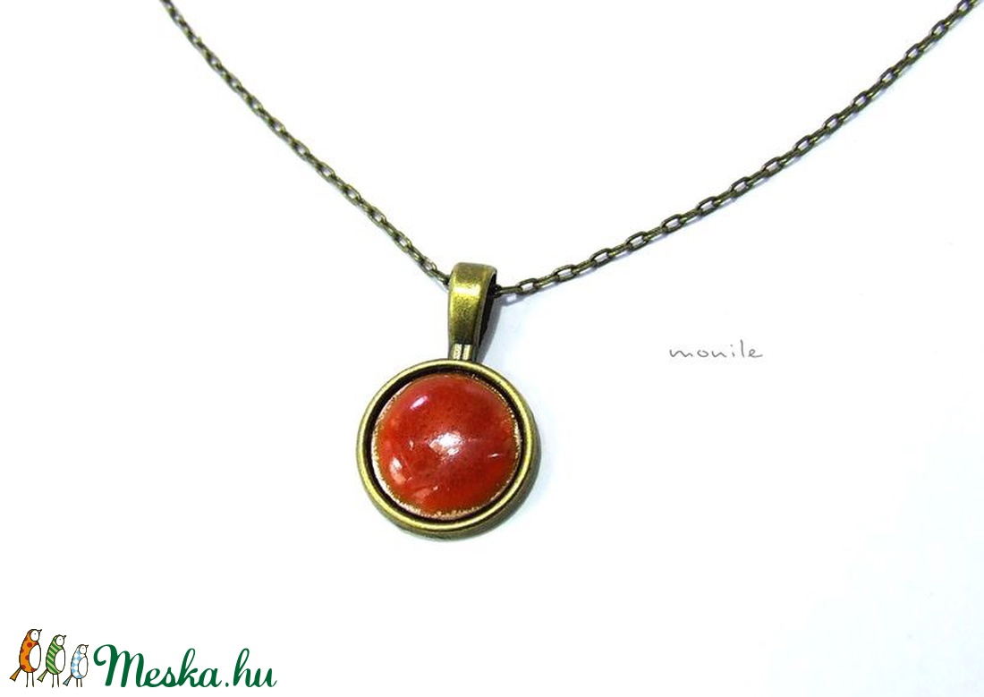 Kis narancs tűzzománc nyaklánc -  - Meska.hu