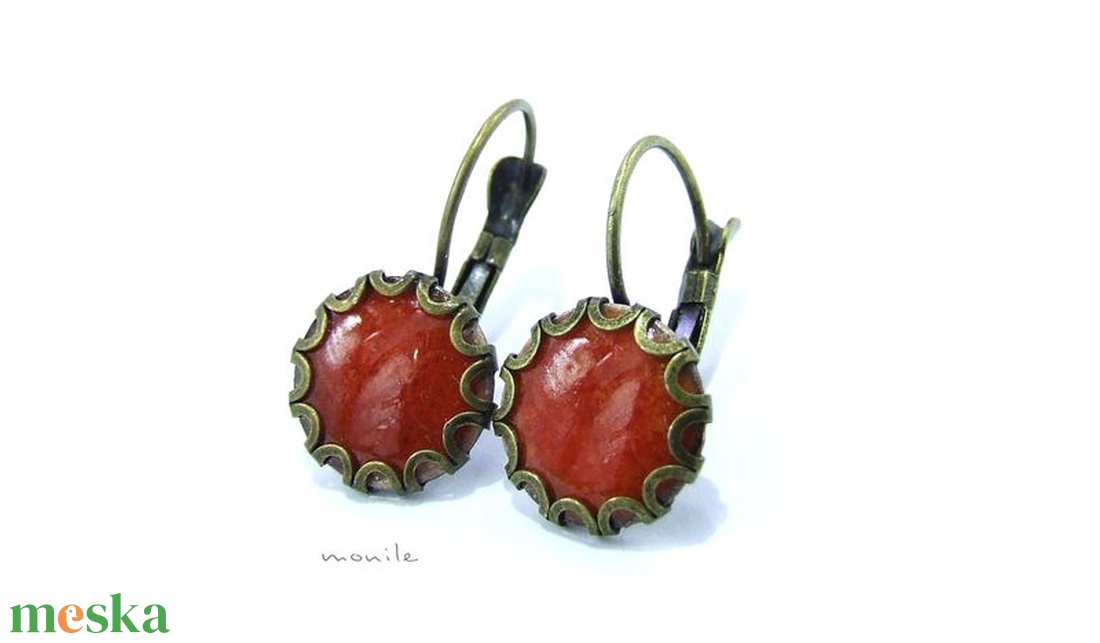 Narancs tűzzománc fülbevaló hullámos széllel -  - Meska.hu