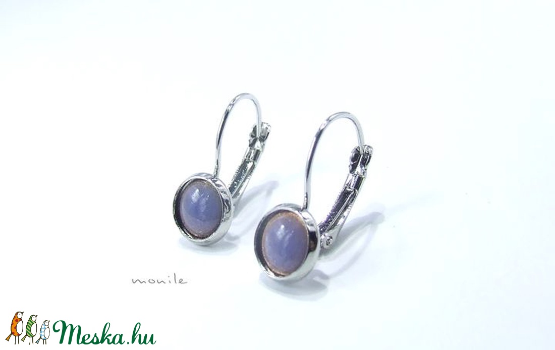 Kicsi levendulakék tűzzománc fülbevaló - ékszer - fülbevaló - lógó fülbevaló - Meska.hu