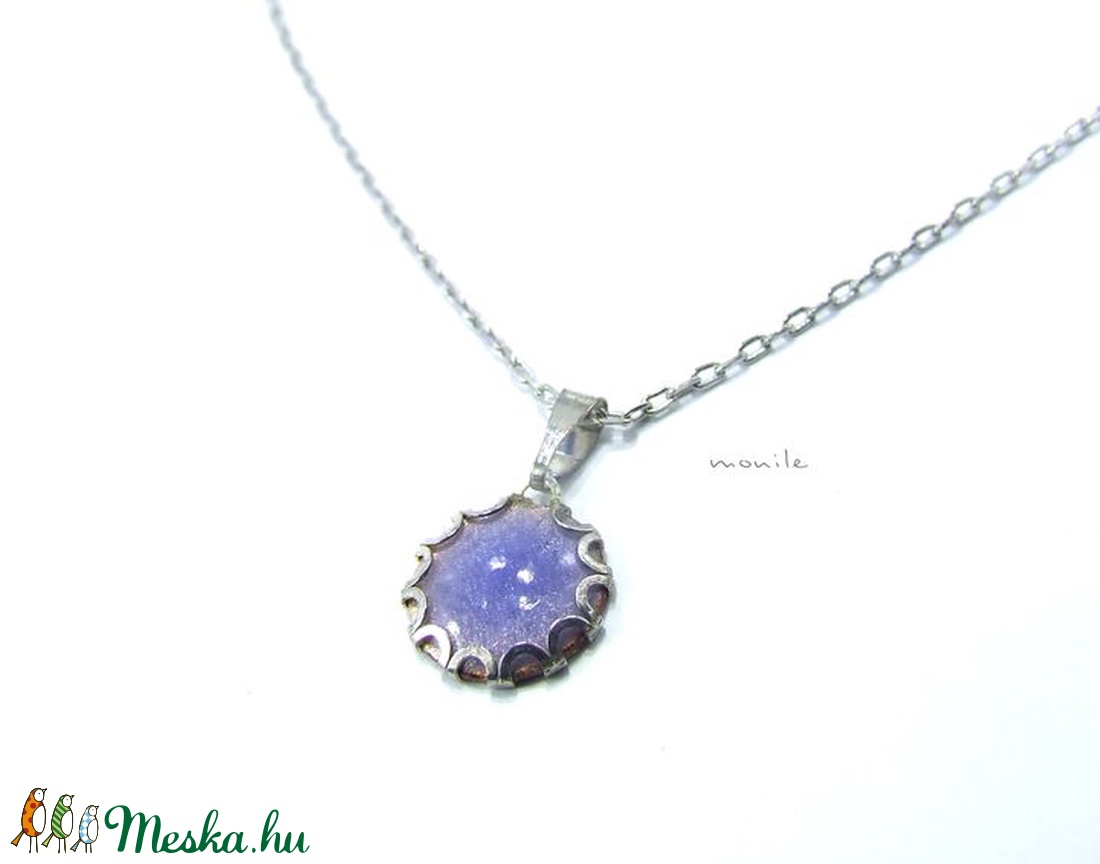 Levendulakék tűzzománc nyaklánc - ékszer - nyaklánc - medálos nyaklánc - Meska.hu